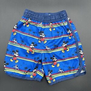 Disney Baby Mickey Mouse Swim Trunks Blue Palm Stripe Board Shorts 18M